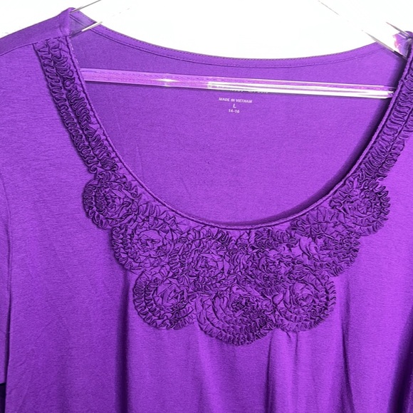 Coldwater Creek 3 Quarter Inch Sleeve Purple Top - Picture 5 of 6